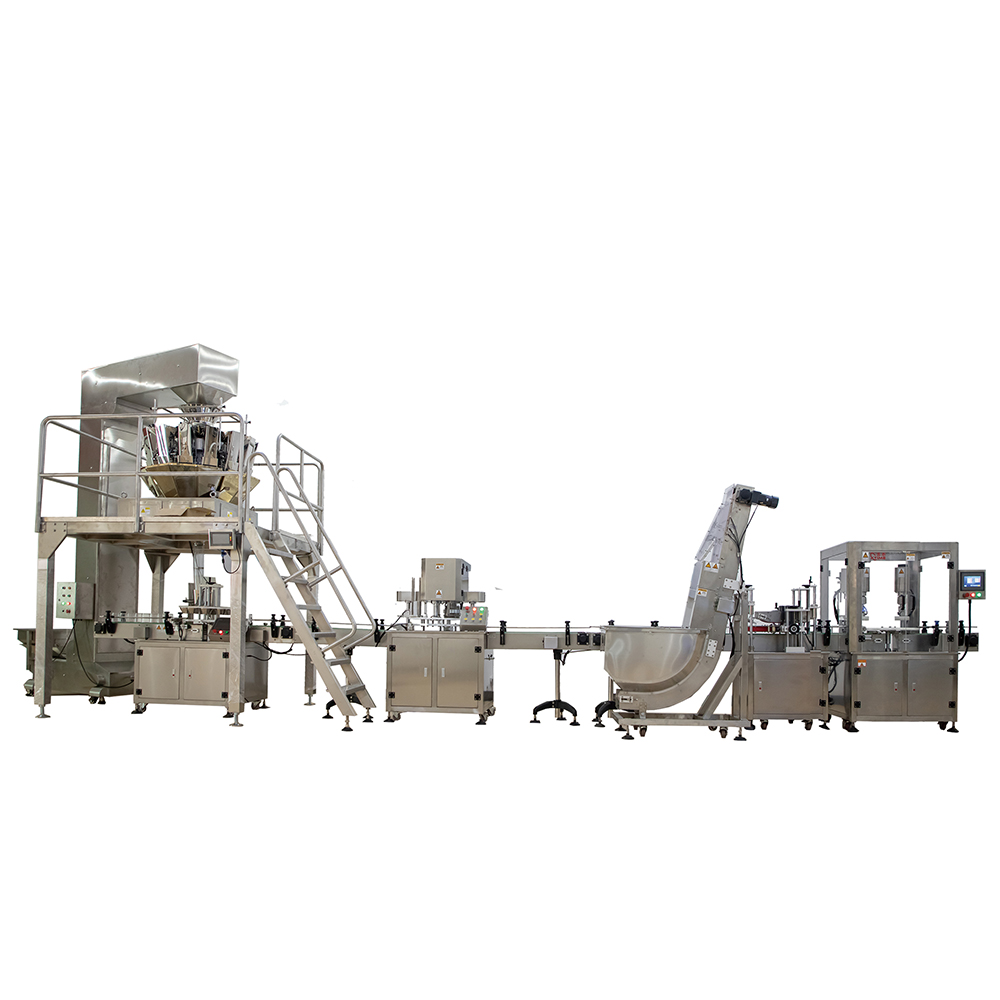 組合秤+封罐機(jī)+提升機(jī)+旋蓋機(jī)(圖1) 組合秤+封罐機(jī)+提升機(jī)+旋蓋機(jī)(圖1)